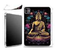 for New iPad Pro 13 inch M4 (2024 Model, 7th Generation) Case with Pencil Holder, Soft Lightweight Military-Grade Corners Shockproof Clear Case for iPad Pro 13" 2024, Buddha Flowers