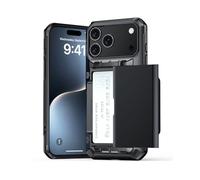 For New Phone Case with Slide Card Holder & Kickstand, Anti-Slip Shockproof Cover, Euro Style (Choose 17/17 Air/17 Pro/17 Pro Max) Gunmetal