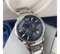Luxury Emporio Armani AR2448 Mens Watch Chronograph STEEL SILVER BLUE DIAL