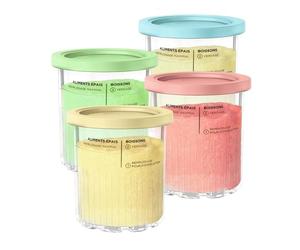 For Ninja Creami Deluxe 24oz Pint Containers (4-Pack) with Lids | Premium, Airtight, Anti-Slip & Dishwasher Safe Replacement Cups | Compatible with NC500 & NC501 Series Ice Cream Makers | BPA-Free