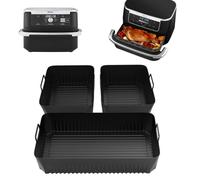for Ninja Foodi FlexDrawer AF500UK / AF500UKCP Air Fryer, 3 Pcs Reusable Silicone Dual Drawer Liners - Non-Stick 10.4L Basket Accessories, Heat-Resistant & Easy Clean (1x Large + 2X Small)