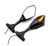 For Ninja GPZ500 EX500 650R ER6F ER6N ZX9R ZX6R Motorcycle Side Rearview Mirrors Turn Signals Indicator With Lights(Black)