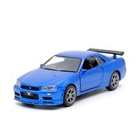 For Nissan GT-R R34 Sports Car Model Simulation Pull Back Model Toy Car 1 36 Vehicles Kit(2)
