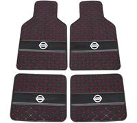 For Nissan Titan 2016-2019 Car Floor Mats,Custom Leather Floor Liners Carpet Vehicle,All Weather Car Cushioned Heelpad,Automotive Interior Accessories(Black Red)