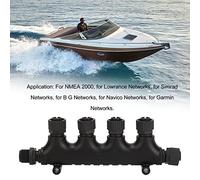 For NMEA 2000 4 Port T Connector, 5 Pin ABS For NMEA 2000 Multiport T Adapter IP67 Waterproof For Lowrance Networks Other Transport
