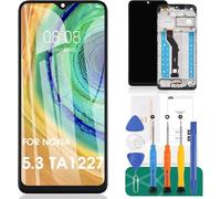 For Nokia 5.3 Touch Screen For Nokia 5.3 LCD Display For Nokia 5.3 Screen Replacement Digitizer Assembly TA1227 Repair Kits With Frame(Black)