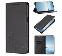 for Nokia C01 Plus Case, PU Leather Embossed Peony Wallet, Magnetic Flip Folio Cover with Card Holders, Shockproof TPU, and Kickstand for for Nokia C01 Plus,black
