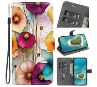 for Nokia C2 2nd Edition Case, Magnetic Protective PU Leather Shockproof Wallet Flip Phone Case with Card Holder Kickstand Cover for Nokia C2 2nd Edition,Colorful flower