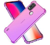For Nokia C2 2nd Edition Clear Case, Shockproof [Ultra Slim] Scratch Resistant Gel Rubber Silicone [Protective Case] Gradient Phone Cover For Nokia C2 2nd Edition - Pink Purple
