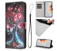 for Nokia C22 Case Leather Flip Shockproof, 3D Painted PU Leather Phone Case for Nokia C22 with Stand Function Card Holders Folio Soft Silicone Bumper Protective Cover,Butterfly tree