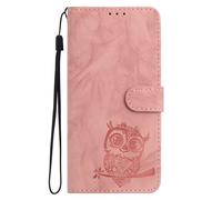 for Nokia C22 Case, Premium Flip Shockproof PU Leather Owl Embossed Folio Phone Cases with Card Slots Kickstand Magnetic Protective Wallet Cases for Nokia C22,pink