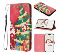 For Nokia C32 Case, Christmas Tree Snowman PU Leather Flip Phone Cases Shockproof Magnetic Folio Kickstand Card Holder Protection Wallet Cover for Nokia C32 Christ-3