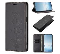 for Nokia C32 Case, Embossed Cat Shockproof PU Leather Notebook Flip Wallet Phone Cases Folio Soft with Stand Card Slots Magnetic Protective Case for Nokia C32 black