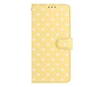 for Nokia C32 Case, Polka Dot Shockproof Flip Wallet Phone Case Magnetic Closure Viewing Stand Function Notebook Bumper Cover forNokia C32 with Card Holder Yellow