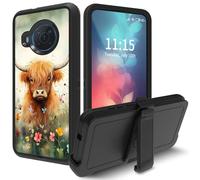 for Nokia X100 5G Phone Case, with Swivel Belt Clip Heavy Duty Shockproof TPU Protection Phone Cover for Nokia X100 6.67 Inch,Cow Cattle Butterfly