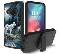 for Nokia X100 5G Phone Case, with Swivel Belt Clip Heavy Duty Shockproof TPU Protection Phone Cover for Nokia X100 6.67 Inch,White Wolves