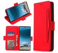 For Nothing CMF Phone 1 Case Premium Leather Shockproof Wallet Book Design Magnetic Closure Flip Folio Stand View Full Protection Cover compatible with Nothing CMF Phone 1 Phone Case red