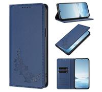 for Nothing CMF Phone 2 Pro Case, PU Leather Embossed Peony Wallet, Magnetic Flip Folio Cover with Card Holders, Shockproof TPU, and Kickstand for for Nothing CMF Phone 2 Pro,Deep Blue