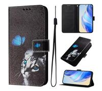 For Nothing Phone 4A Case, Premium Leather Painted Wallet Book Flip Stand View Phone Cover with Card Holder Slots Compatible with Nothing Phone 4A,Butterfly Cat