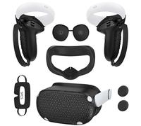 for Oculus Quest 2 Accessories Face Cushion Cover for Quest 2 Contorller Grips Lens Cover VR Silicone Covers VR Shell Cover Thumbsticks Covers for Meta Quest 2 Disposable Eye Cover 5pcs (Black)