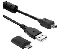 For Olympus Camera Charger & USB Data Cable Cord with Type-C Adapter - Replacement for CB-USB5/CB-USB6/CB-USB8, Compatible with OM-D E-M5 Mark II, PEN, Tough TG Series Digital Cameras