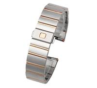 for Omega Double Eagle Constellation Steel Watch Band Stainless Men and Women Chain 17 23 25mm Strap (17mm,Silver-Rose Gold)