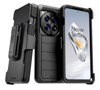 for OnePlus 12 Case with Belt Clip Holster & Kickstand, Protective Dual-Layer Shockproof Phone One Plus 12 case - Black