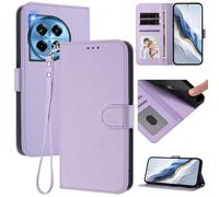 for OnePlus 12R 5G Wallet Case, Slim Leather Wallet Phone Case with Card Slots, Wrist Strap & Kickstand, Shockproof Protective Cover for Men Women(Light Purple)