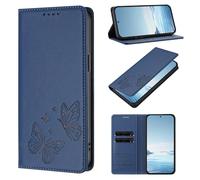 for Oneplus 12R 5G Wallet Case with Card Holder, Shockproof PU Leather Phone Cases Embossed Butterfly Kickstand Credit Card Slots Flip Protective Cover for Oneplus 12R 5G Deep Blue
