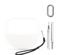 for OnePlus Buds 4 Silicone Case Cover with Keychain Lanyard & Cleaner Kit, Shockproof/Waterproof/Dustproof, Scratch-Resistant, Chargeable Without Removal (White)