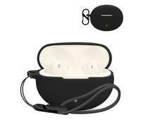 for OnePlus Buds Pro 3 Case Cover, Wireless Earphone Silicone Protective Cover(with Carabiner + Lanyard) Drop-Proof, Scratch-Proof, Shock-Proof, Reserved Charging Port, dust-Proof(Black)