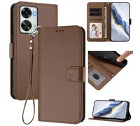 for OnePlus Nord 2T 5G Wallet Case, Slim Leather Wallet Phone Case with Card Slots, Wrist Strap & Kickstand, Shockproof Protective Cover for Men Women(Brown)