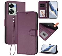 for OnePlus Nord 2T 5G Wallet Case, Slim Leather Wallet Phone Case with Card Slots, Wrist Strap & Kickstand, Shockproof Protective Cover for Men Women(Dark Purple)