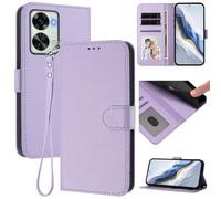 for OnePlus Nord 2T 5G Wallet Case, Slim Leather Wallet Phone Case with Card Slots, Wrist Strap & Kickstand, Shockproof Protective Cover for Men Women(Light Purple)