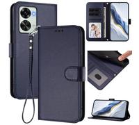 for OnePlus Nord 2T 5G Wallet Case, Slim Leather Wallet Phone Case with Card Slots, Wrist Strap & Kickstand, Shockproof Protective Cover for Men Women(Blue)