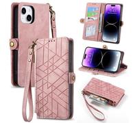for OnePlus Nord CE4 5G Case, Protective Cover OnePlus Nord CE4 5G Zipper Phone Case Wallet Flip Shockproof Leather RFID-Technology Card Holders Magnetic Stand for OnePlus Nord CE4 5G, Pink