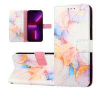 for OnePlus Nord CE4 Lite Case Wallet Marble Flip Leather Phone Case, Magnetic Kickstand Protective Cover for OnePlus Nord CE4 Lite Women Girls with Card Card Slots, Hand Strap White Marble