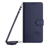 for Oneplus Nord N20 5G Case with Card Holder Lanyard, Embossed Cat Magnetic Back Flip Case for Oneplus Nord N20 5G Wallet Protective Case Phone Case for Oneplus Nord N20 5G blue