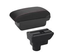 For Opel For Corsa D Car Armrest Box Backrest Interior PartsRetrofit Parts Storage Box Accessories Armrest Box Cover(C Black red NO USB)