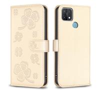 for Oppo A15, Wallet Case with 3 Card Solts 1 Cash Slot,PU Leather Flip Shockproof Kickstand Phone Case Compatible with Oppo A15 4G 6.52 inch(Golden)