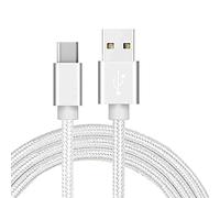 For Oppo A16 A17 Nylon double Braided USB C Charger Lead Fast Charging Cable 1M High Durability for Oppo A40 A60 A80 A38 A77 A96 A76 A36/ A5 Pro A54 5G A74 5G/ A94 5G/ A16s / Find X5 (SILVER)