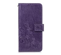 for OPPO A3 Pro Case, Shockproof PU Leather Flip Cover Lucky Leaf Notebook Wallet Case With Magnetic Closure Stand Card Holder ID Slot Folio Soft TPU Bumper Protective for OPPO A3 Pro purple