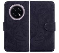 For OPPO A6 GT Case PU Leather Phone Case Flip Wallet, Shockproof Embossed Tiger Notebook Card Holder Magnet Kickstand Cover for OPPO A6 GT, Black