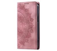 for OPPO A94 4G/F19 PRO/Reno 5Z Case, Embossed Mandala Shock-Absorption PU Leather Notebook Phone Cases with Stand Card Holders Shockproof Flip Protective Cover for OPPO A94 4G/F19 PRO/Reno 5Z Pink