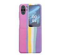 for Oppo Find N2 Flip Case Hard PC Back Cover with Colourful Prints Coverage Bumper Case Pattern Purple Pink Rainbow Design Back cover Skin Folding Girls' Cell Phone Case for Oppo Find N2 Flip