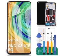 For Oppo Find X3 Lite 5G Screen Replacement For Oppo Find X3 Lite 5G LCD Display CPH2145 Touch Digitizer Kits With Frame(Black,No Fingerprint Recognition)