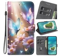 for OPPO Realme 12 5G Case Leather, Shockproof Wallet Book Flip Folio Stand View Cover Magnetic Closure with Card Slots and Kickstand for OPPO Realme 12 5G Phone Cover Butterfly Flowers