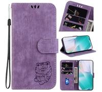 for OPPO Realme C75 Case, Shockproof PU Leather Embossed Tiger Notebook Flip Wallet Phone Cases Folio Soft TPU Bumper with Stand Card Slots Slim Fit Magnetic Protective Case for OPPO Realme C75 purple