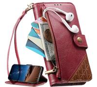 for Oppo Reno11 F Case Flip PU Leather Wallet Book Magnetic Closure Kickstand Folio Card Holder Slots, Zipper Cover for Oppo Reno11 F-Red