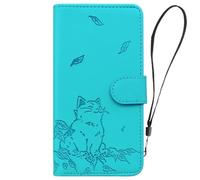 for OPPO Reno12 Pro 5G Case, Shockproof PU Leather Wallet Phone Case Embossed Persian Cat with Stand Card Slot Holder Notebook Slim Fit TPU Bumper Flip Folio Protective Cover blue 2